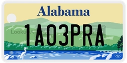 1A03PRA  license plate in AL