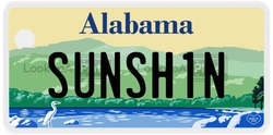 SUNSH1N  license plate in AL