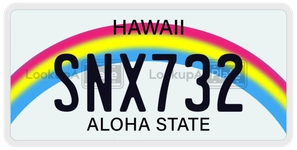 SNX732 license plate in Hawaii