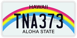 TNA373  license plate in HI