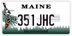 351JHC  license plate in ME