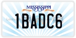 1BADC6  license plate in MS