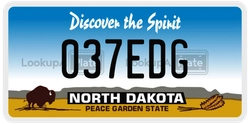 037EDG  license plate in ND