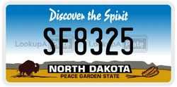 SF8325  license plate in ND