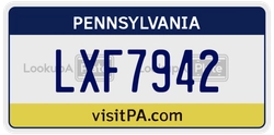 LXF7942  license plate in PA