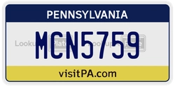 MCN5759  license plate in PA