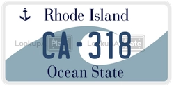 CA-318  license plate in RI