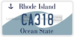 CA318  license plate in RI