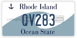 QV283  license plate in RI