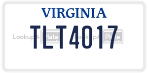 TLT4017 license plate in Virginia