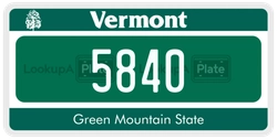 5840  license plate in VT