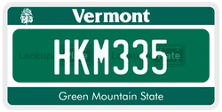 HKM335  license plate in VT