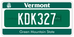 KDK327  license plate in VT