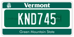KND745  license plate in VT
