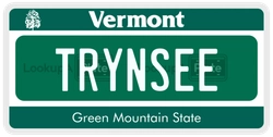 TRYNSEE  license plate in VT