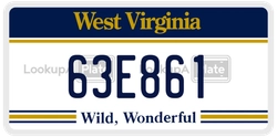 63E861  license plate in WV