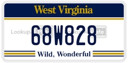 68W828  license plate in WV