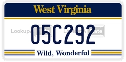 O5C292  license plate in WV