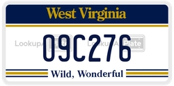 O9C276  license plate in WV