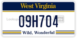 O9H704  license plate in WV