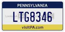 LTG8346  license plate in PA