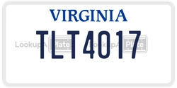 TLT4017  license plate in VA