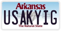USAKYIG  license plate in AR