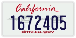 1672405 license plate in California