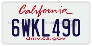 6WKL490 license plate in California