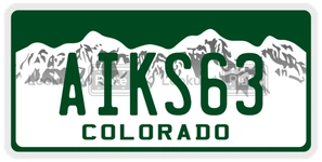 AIKS63 license plate in Colorado
