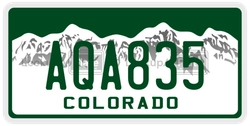 AQA835  license plate in CO