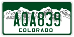 AQA839  license plate in CO
