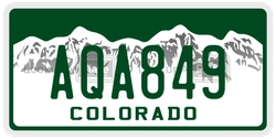 AQA849  license plate in CO