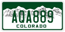 AQA889  license plate in CO