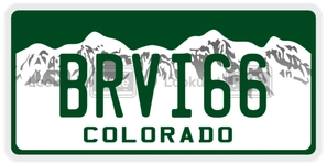 BRVI66 license plate in Colorado