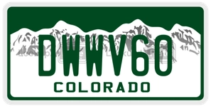 DWWV60 license plate in Colorado