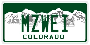 MZWEI license plate in Colorado