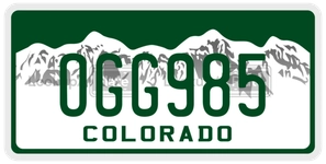 OGG985 license plate in Colorado