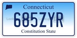 685ZYR  license plate in CT