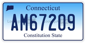 AM67209 license plate in Connecticut