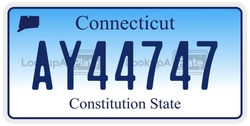 AY44747  license plate in CT