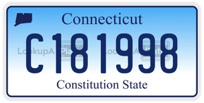 C181998 license plate in Connecticut