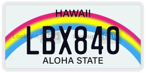 LBX840 license plate in Hawaii