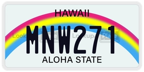 MNW271 license plate in Hawaii