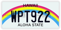 WPT922  license plate in HI