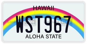 WST967 license plate in Hawaii