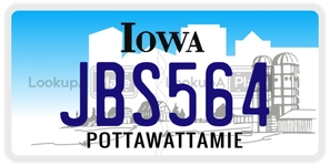 JBS564 license plate in Iowa