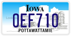 OEF710  license plate in IA