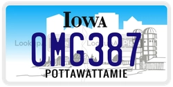 OMG387  license plate in IA