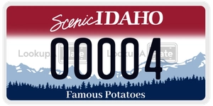 00004 license plate in Idaho